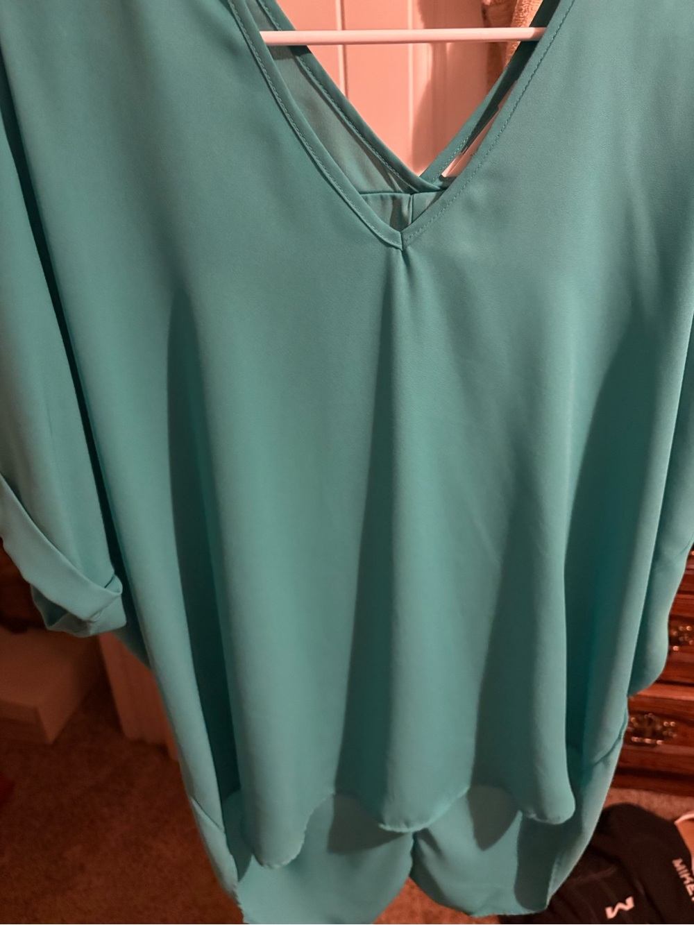 Decree Light Teal V-Neck Tunic Top